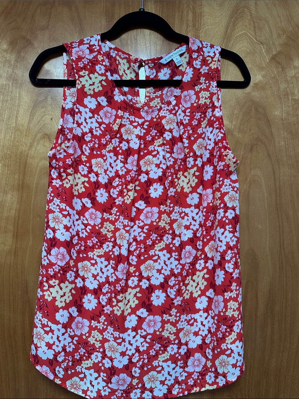 41 Hawthorn Red Floral Sleeveless Blouse